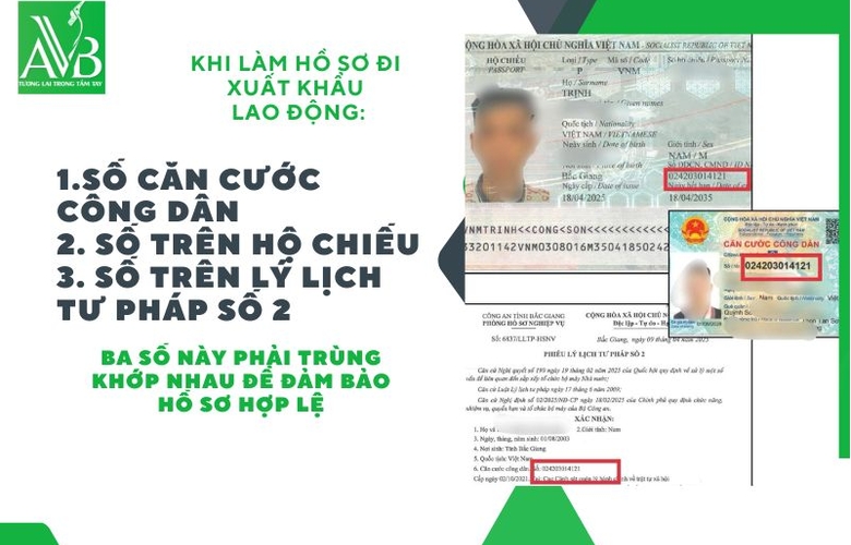 Lưu ý kiểm tra số Căn cước công dân, Hộ chiếu, Tư pháp số 2 khi làm hồ sơ đi xuất khẩu lao động