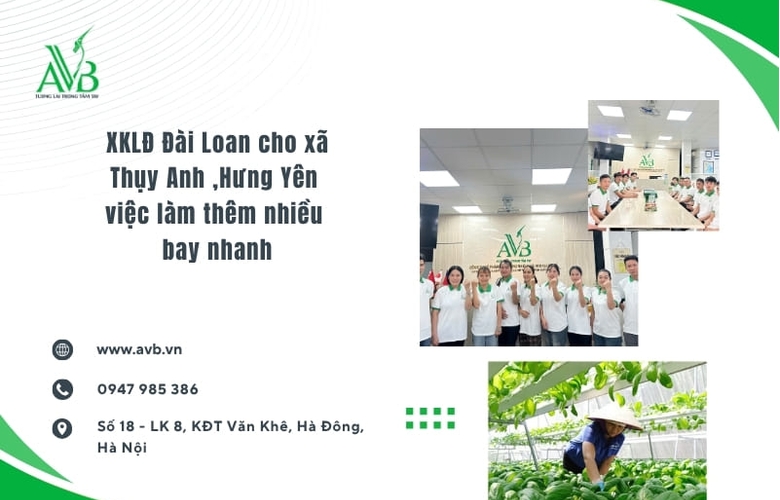 XKLĐ Đài Loan cho xã Thụy Anh ,Hưng Yên việc làm thêm nhiều ,bay nhanh