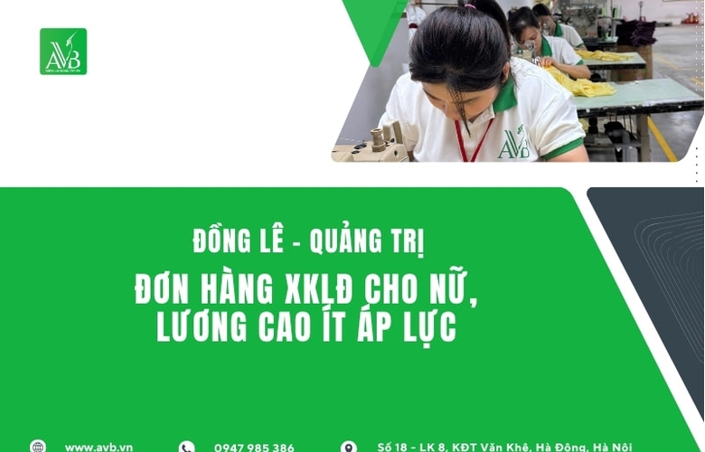 Đồng Lê – Quảng Trị: Đơn hàng XKLĐ cho nữ, lương cao ít áp lực