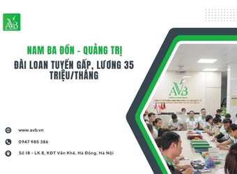 Nam Ba Đồn – Quảng Trị: Đài Loan tuyển gấp, lương 35 triệu/tháng