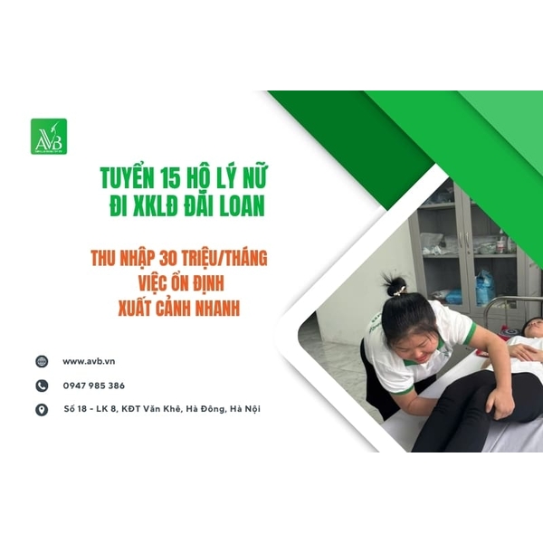 TUYỂN 15 HỘ LÝ NỮ ĐI ĐÀI LOAN-THU NHẬP GẦN 30 TRIỆU/THÁNG – VIỆC ỔN ĐỊNH, XUẤT CẢNH NHANH